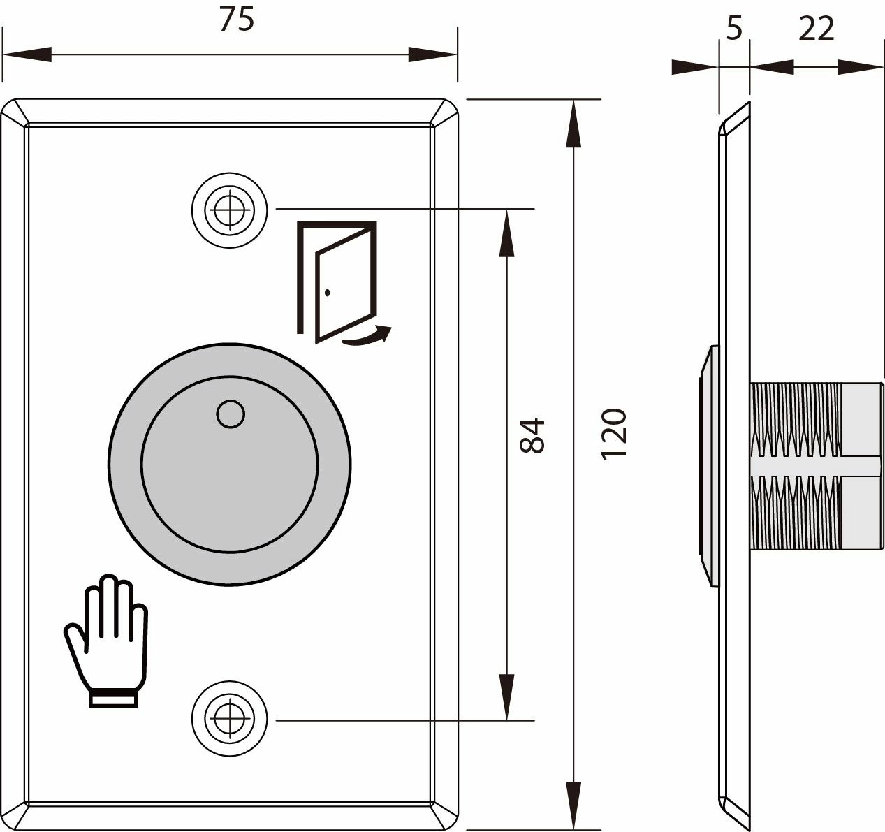 Touchless Infrared Sensor Button, Stainless Steel