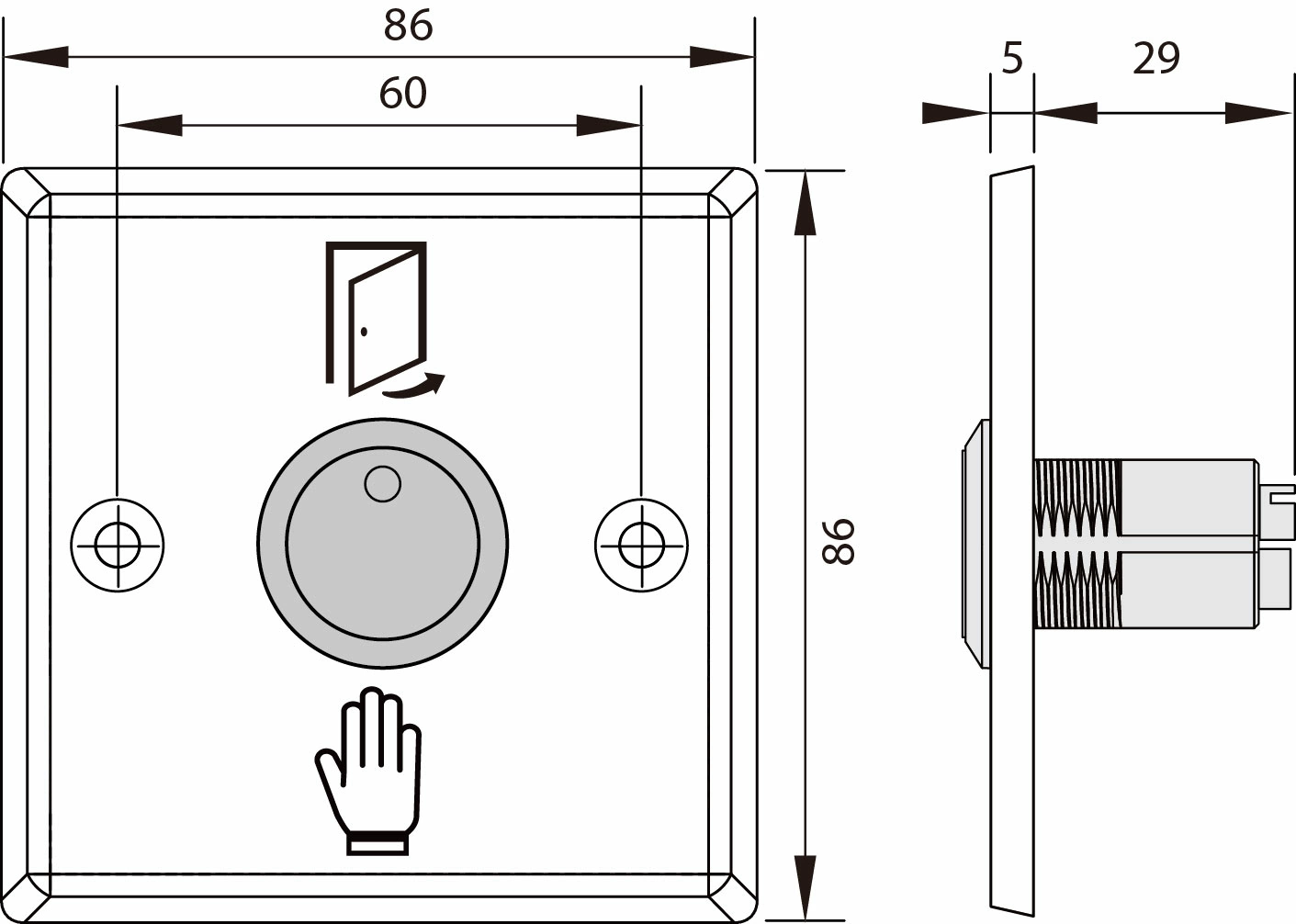 Touchless Infrared Sensor Button, Stainless Steel