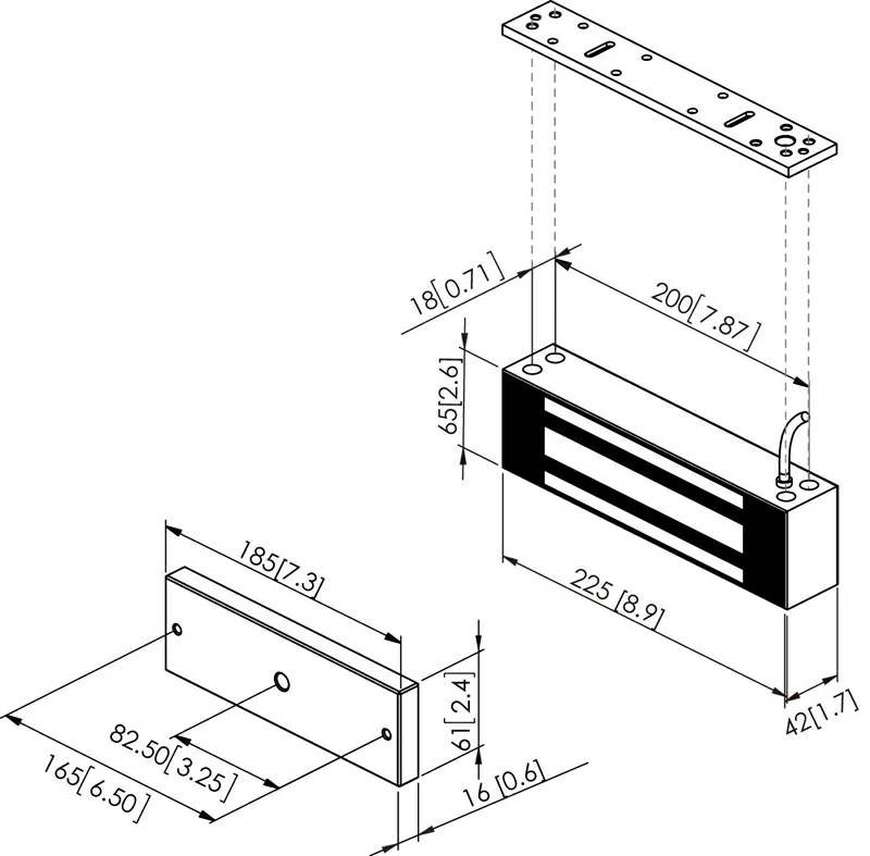 1300Lb,600Kgs Weather Proof Electromagnetic Lock(Side Mount) 1300Lb,600Kgs Weather Proof Electromagnetic Lock(Side Mount)