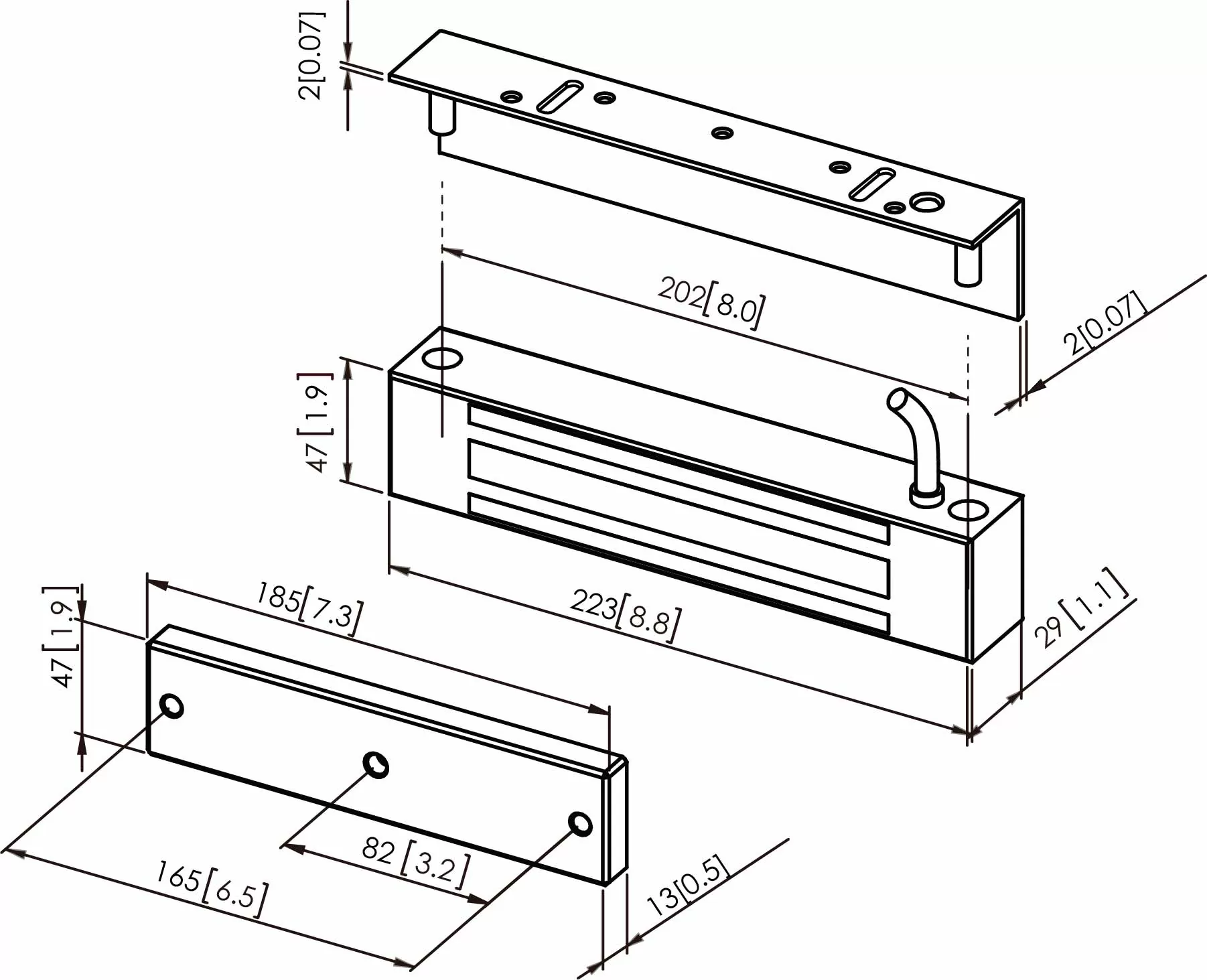 防水型360公斤, 800磅磁力鎖(側面孔位)