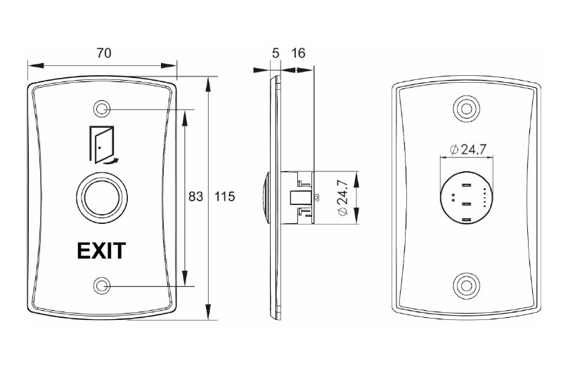 Exit Push Button (With LED)_PBT-010_Dimension Exit Push Button (With LED)_PBT-010_Dimension