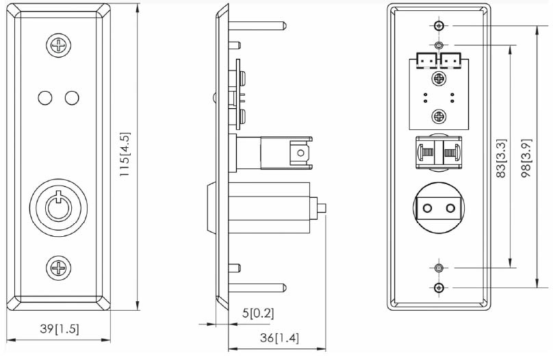 Mullion Tubular Key Switch_PG-K212BL_Dimension