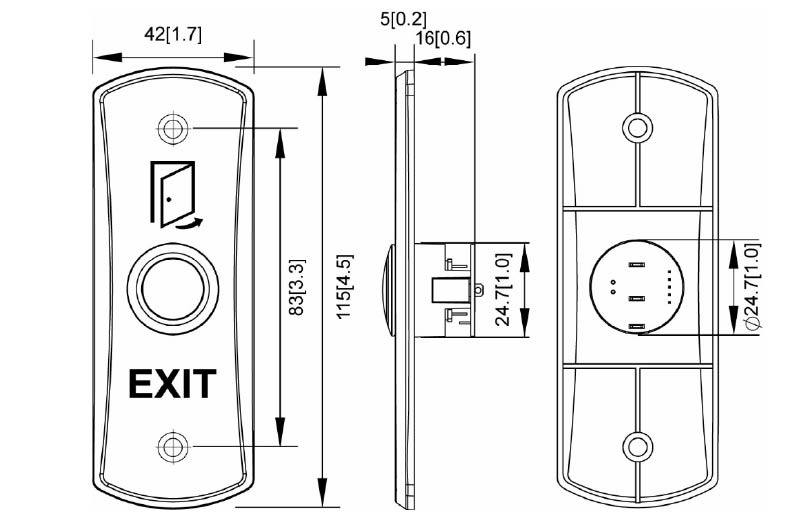Mullion Exit Push Button (With LED)_PBT-08_pongee Mullion Exit Push Button (With LED)_PBT-08_pongee