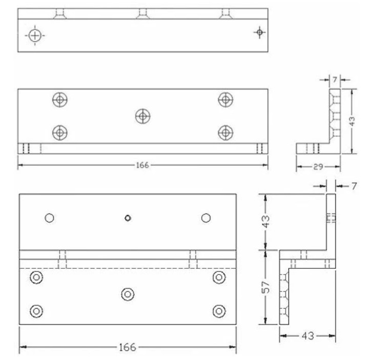 L & Z Fixed Bracket for Electromagnetic Lock-PML-150, PML-151_Dimension