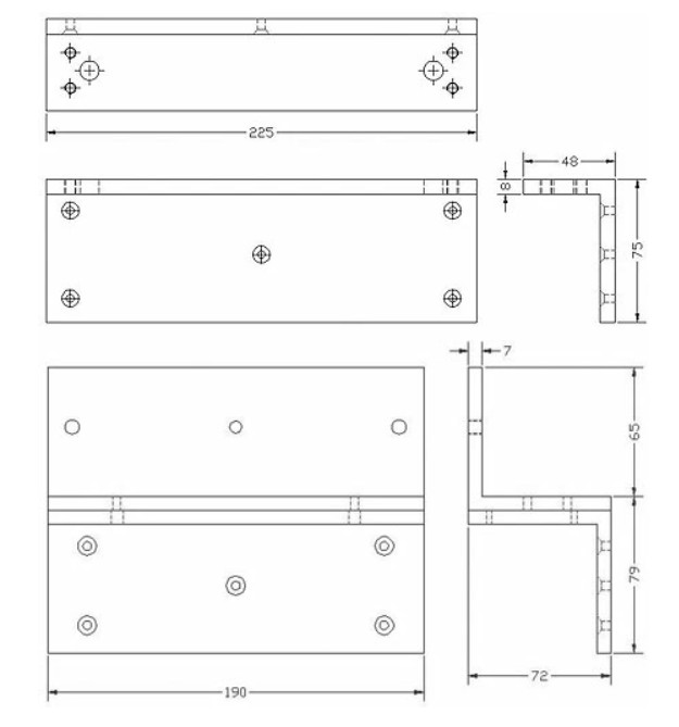 L & Z Fixed Bracket for Electromagnetic Lock-PGL-600F_Dimension L & Z Fixed Bracket for Electromagnetic Lock-PGL-600F_Dimension