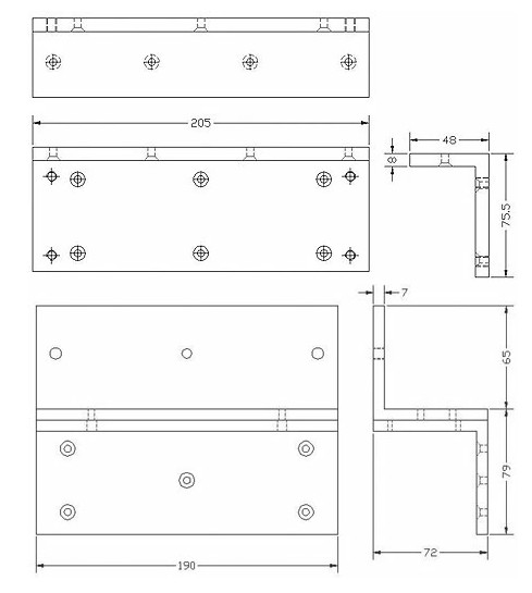 L & Z Fixed Bracket for Electromagnetic Lock-PGL-600_Dimension