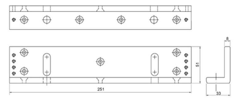 L Fixed Bracket for Electromagnetic Lock-PML-1100,PML-1101_Dimension