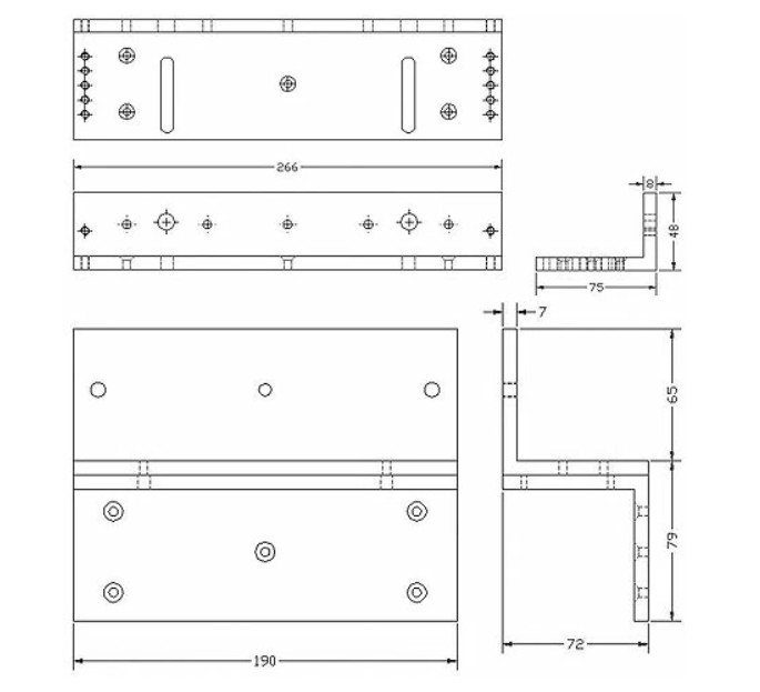 磁力鎖L & Z 固定型支架 - 適用於 PML-2100, PML-2101_尺寸