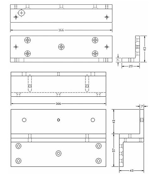 L & Z Fixed Bracket for Electromagnetic Lock-PGL-180, PGL-180F_Dimension