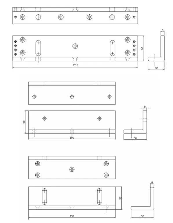 磁力鎖L & Z 固定型支架 - 適用於 PML-1100, PML-1101_尺寸