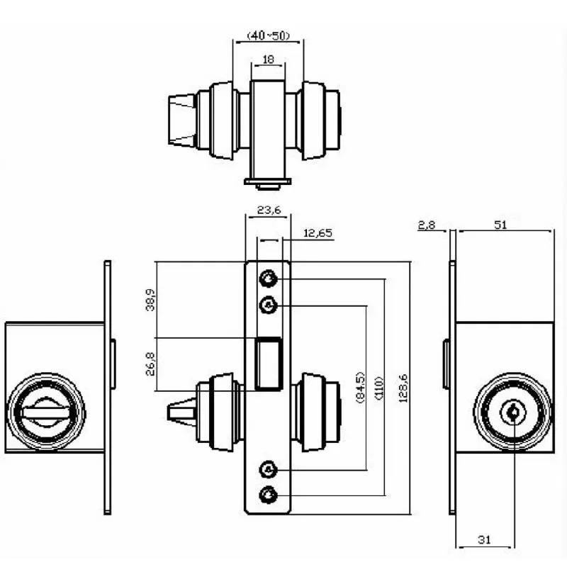 Dead Bolt Mechanical Lock_MK-338_Dimensions Dead Bolt Mechanical Lock_MK-338_Dimensions