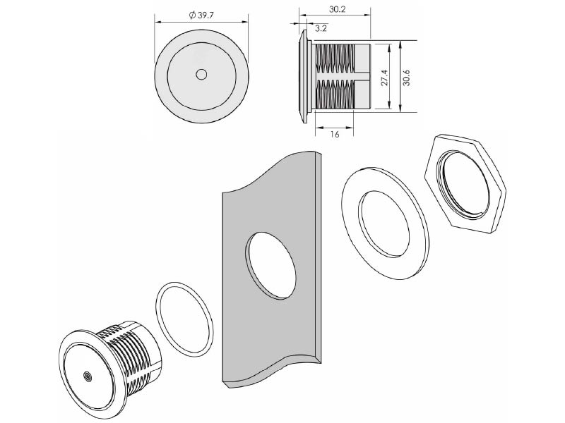 31MM Mini Flush-Mount RFID Reader_Dimension_PP-30 31MM Mini Flush-Mount RFID Reader_Dimension_PP-30