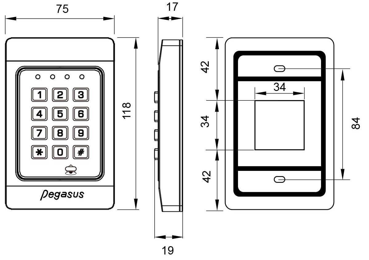 Digital Access Control Keypad_PG-105VK-Dimension
